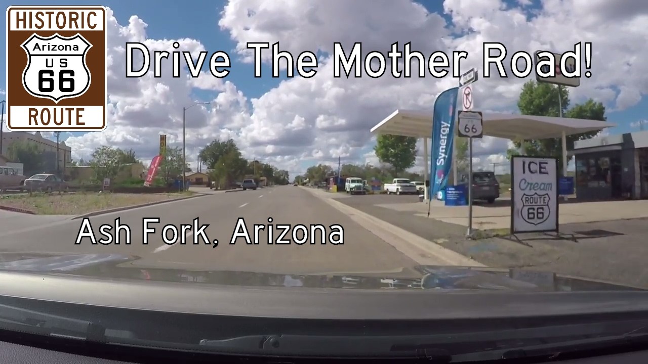 Drive America's Highways for 2 miles west along Historic Route 66 in Ash Fork, Arizona