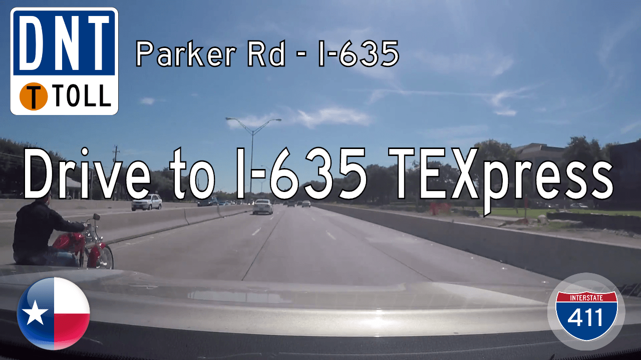 Drive America's Highways for 8.5 miles south along the Dallas North Tollway from Plano at Parker Rd to Interstate 635 TEXpress in Dallas, Texas