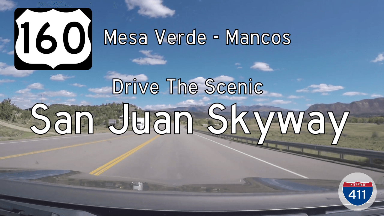 Drive America's Highways for 8 miles east along the San Juan Skyway (US-160) from Mesa Verde to Mancos at State Highway 184 in Colorado