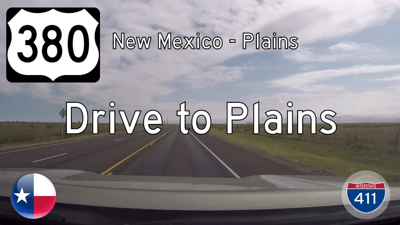 Drive America's Highways for 15 miles east along US-380 from New Mexico to Plains, Texas
