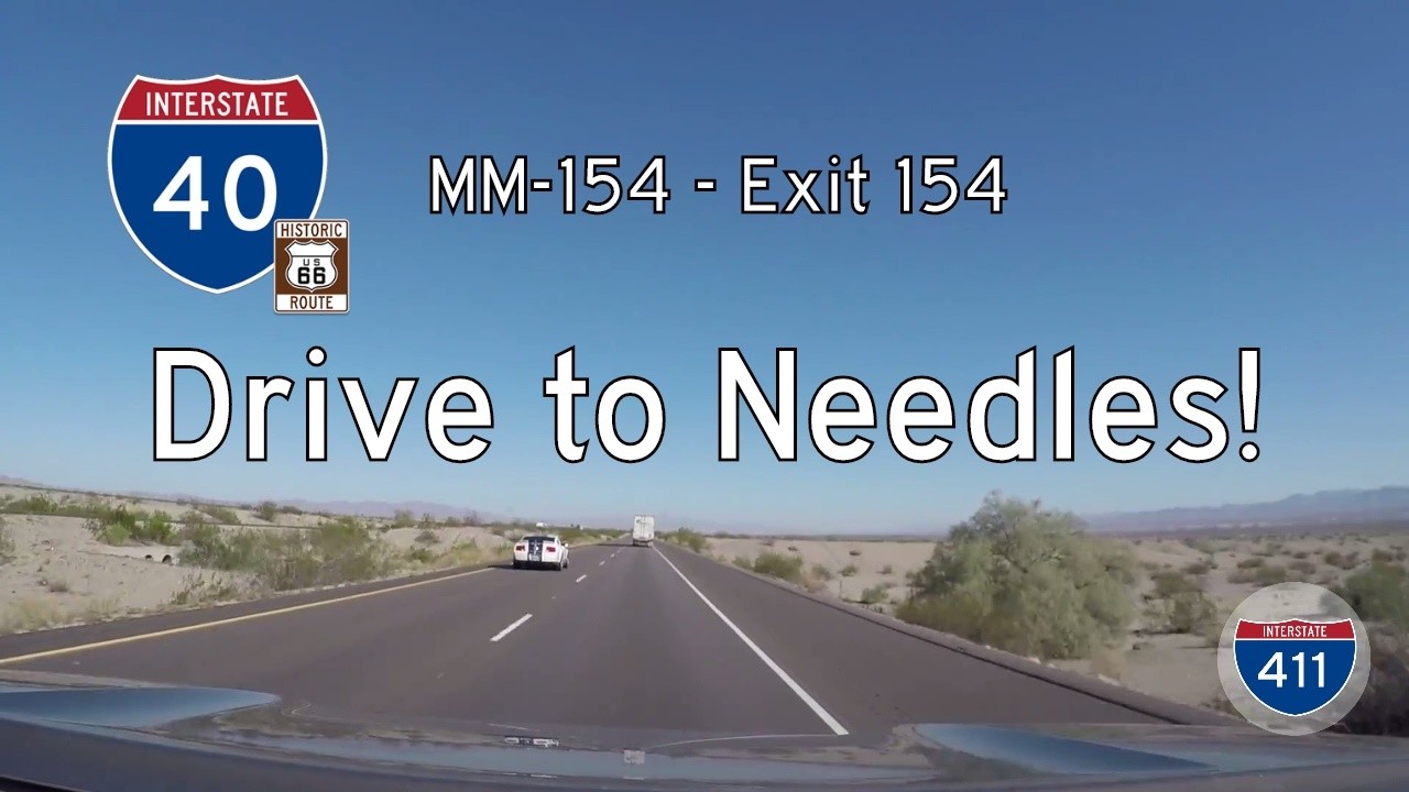 Drive America's Highways for 10 miles west along Interstate 40 from the Arizona to Needles, in Southeast California