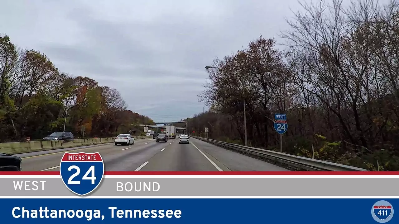 Drive America's Highways for 7 miles along Interstate 24 westboundin Chattanooga, Tennessee