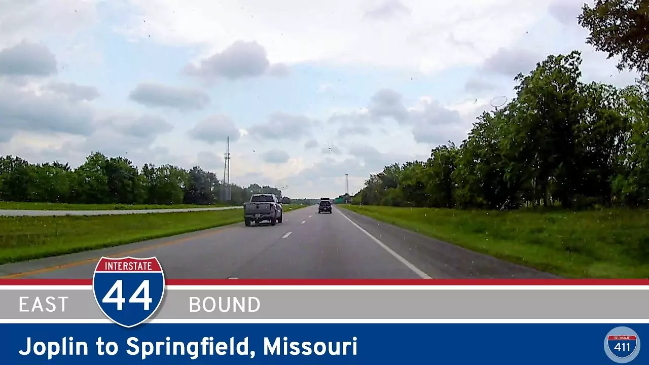 Drive America's Highways for 71 miles east along Interstate 44 from Joplin to Springfield, Missouri.