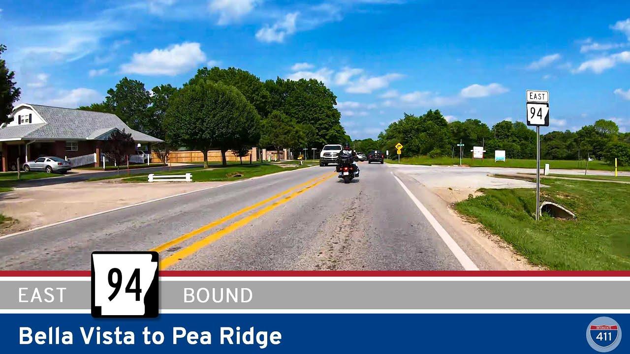 ? Drive America's Highways for 6 miles east along Arkansas Highway 94 from Bella Vista to Pea Ridge.