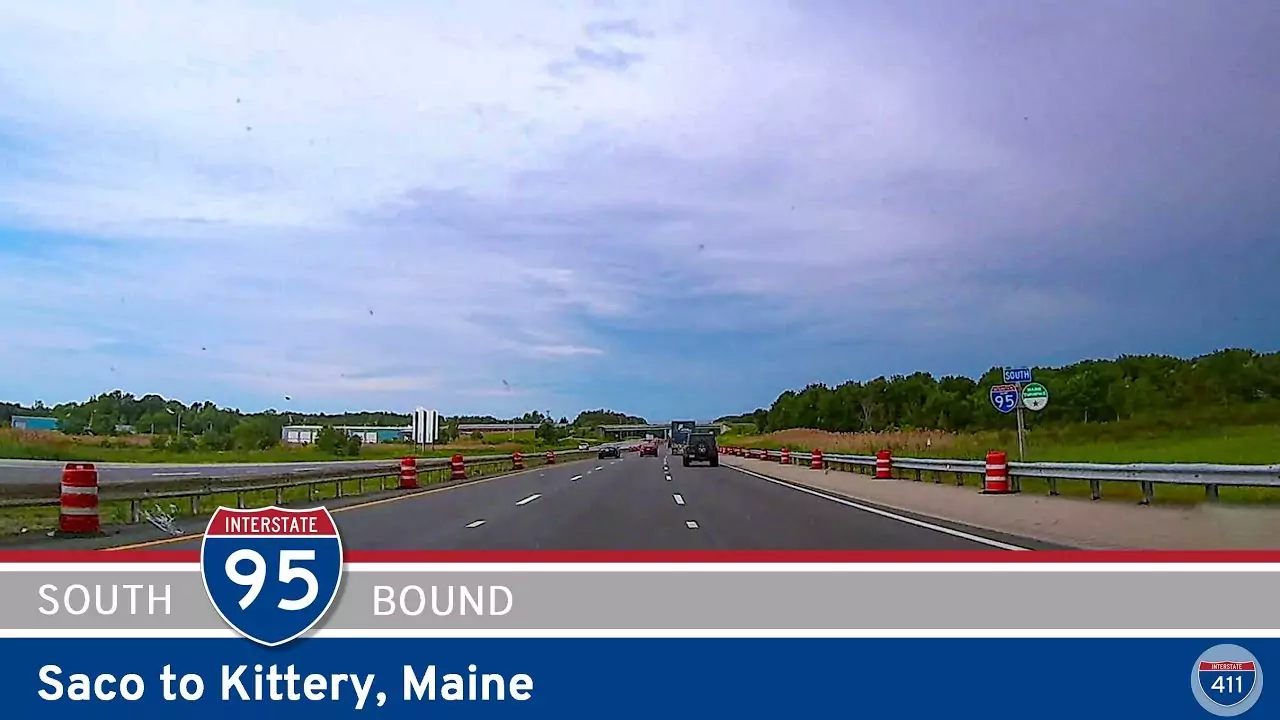 Drive America's Highways for 35 miles south along Interstate 95 from Saco to Kittery in Maine.