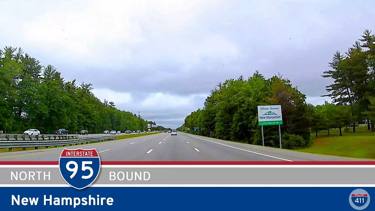 Drive America's Highways for 16 miles north along Interstate 95 in New Hampshire