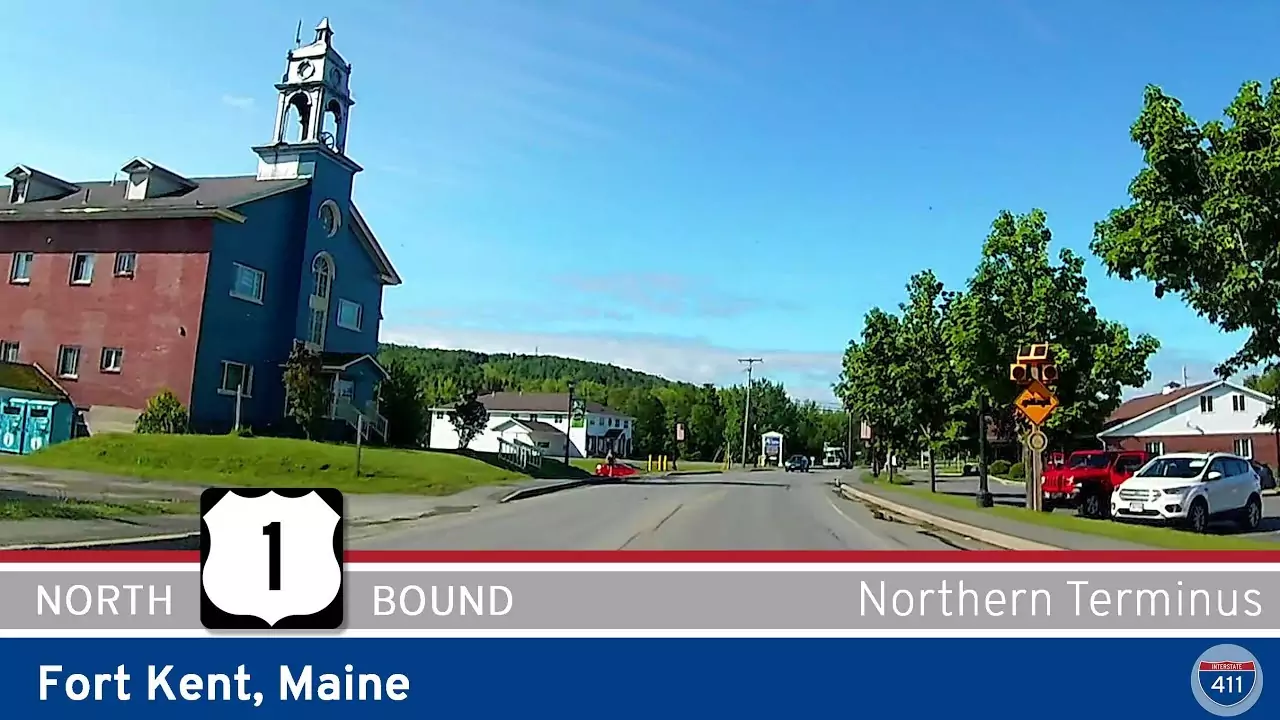 Drive America's Highways for 1 mile north along U.S. Highway 1 in Fort Kent, Maine