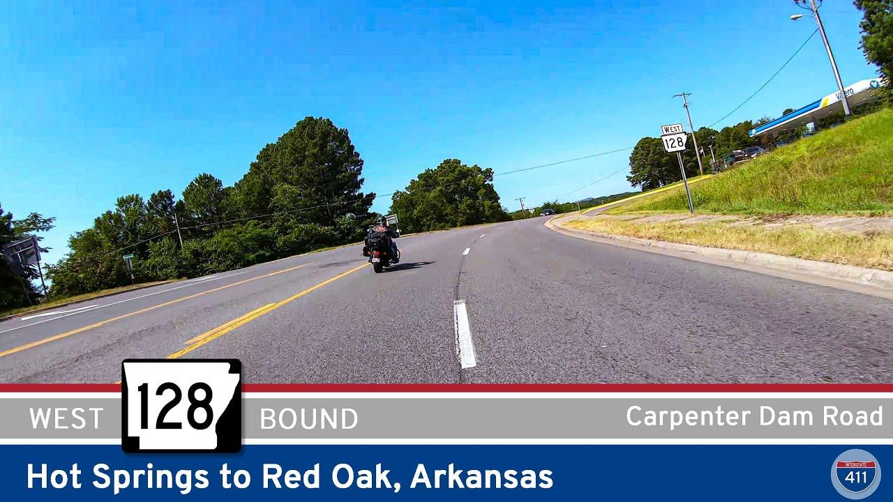 Drive America's Highways for 3.5 miles west along Carpenter Dam Road - Arkansas Highway 128 - from Hot Springs to Red Oak.