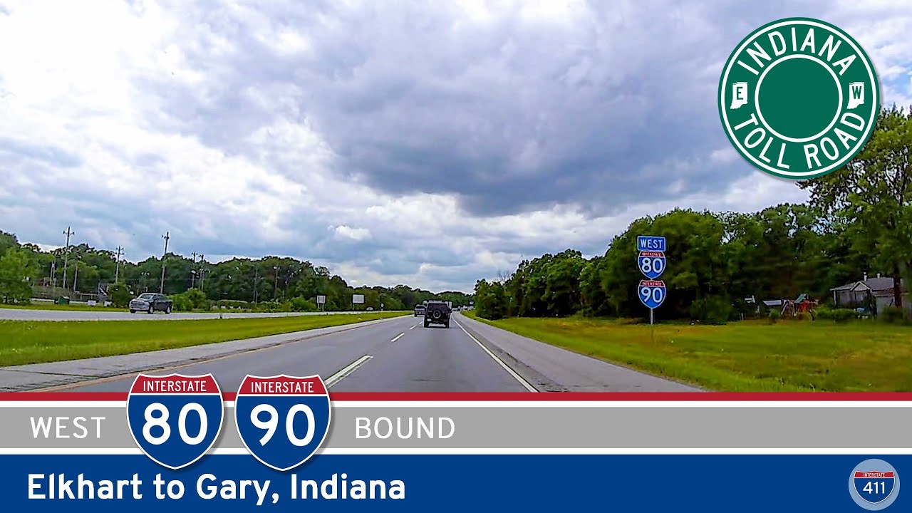 Drive America's Highways for 91 miles west along Interstate 80 and Interstate 90 from Elkhart to Gary, Indiana.