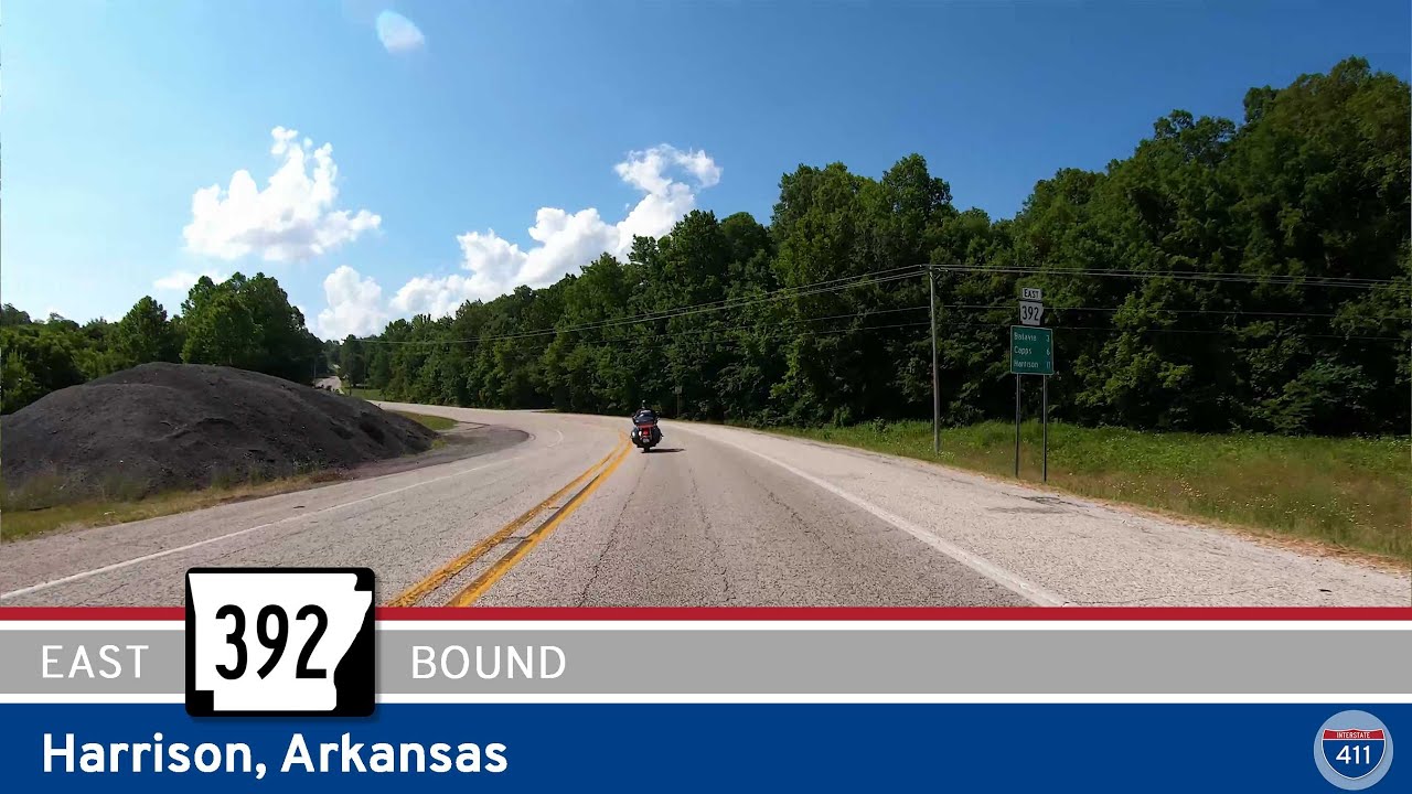 Drive America's Highways for 11 miles east along Arkansas Highway 392 in Harrison.