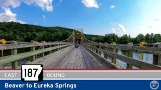 Drive America's Highways for 3 miles east along Arkansas Highway 187 from Beaver to Eureka Springs.