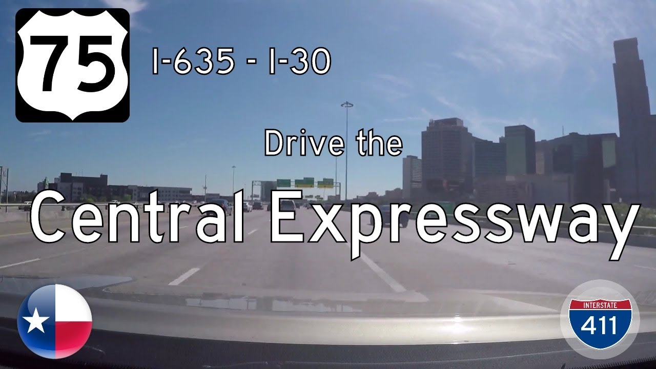 Drive America's Highways for 11 miles south along US-75 from the Texas High Five at Interstate 635 to Interstate 30 in downtown Dallas, Texas 🤠