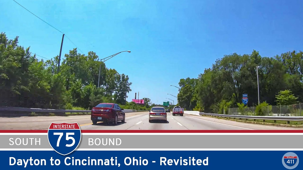 Drive America's Highways for 43 miles south on Interstate 75 from Miamisburg near Dayton to Cincinnati, Ohio.