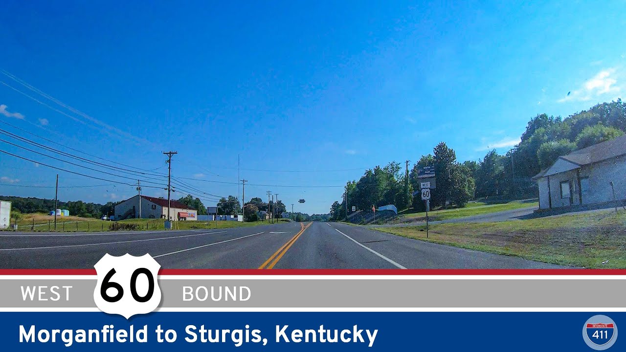 Drive America's Highways for 10 miles west along U.S. Highway 60 from Morganfield to Sturgis, Kentucky