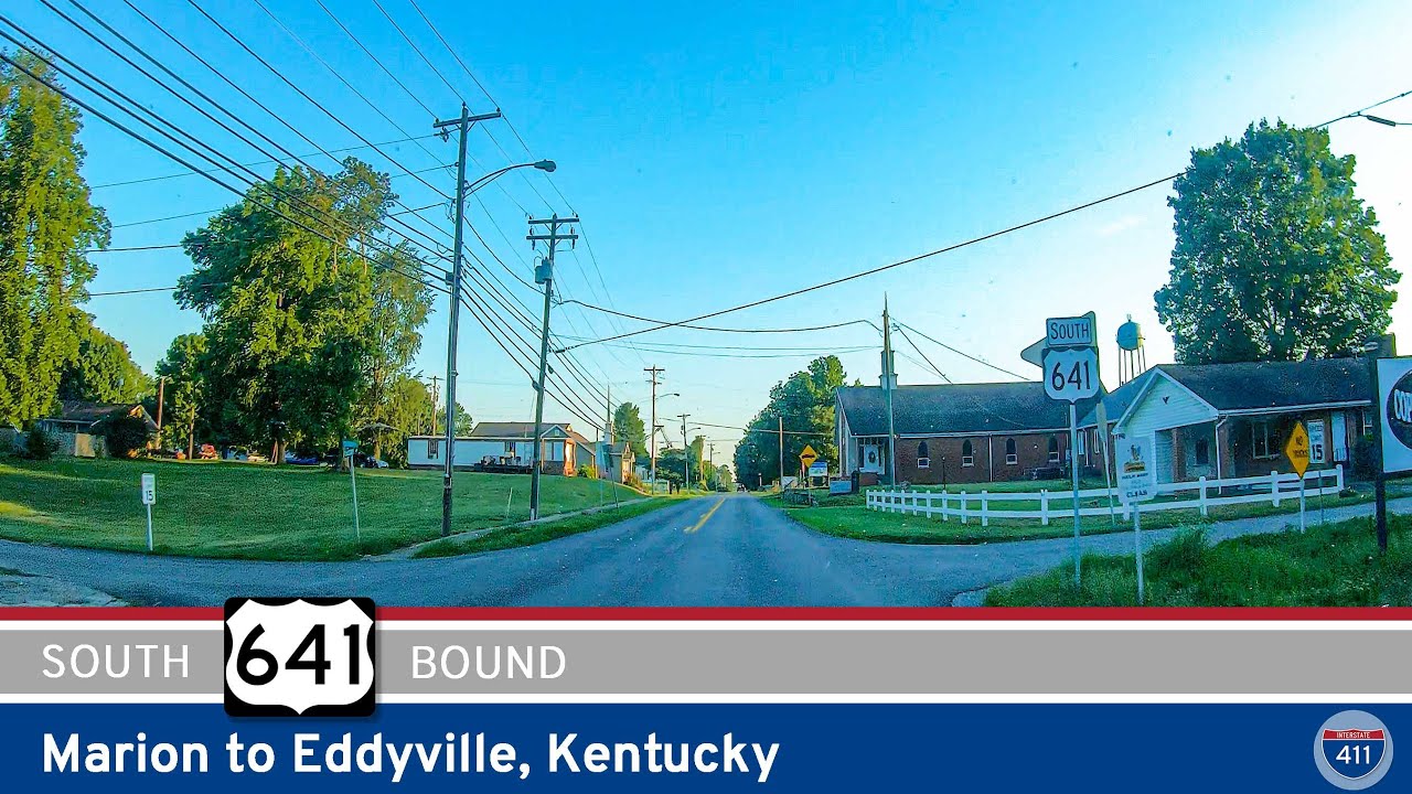 Drive America's Highways for 18 miles south along U.S. Highway 641 from Marion to Eddyville, Kentucky.