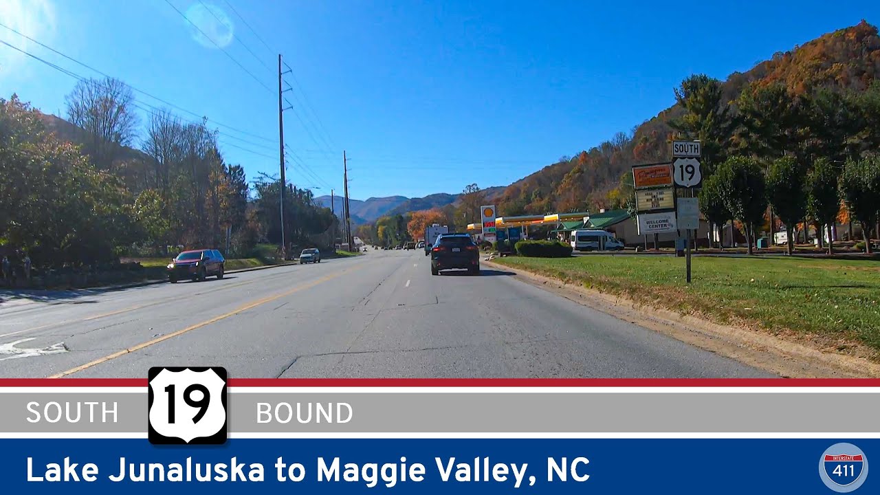 Drive America's Highways for 5 miles south along U.S. Route 19 from Lake Junaluska to Maggie Valley, North Carolina.