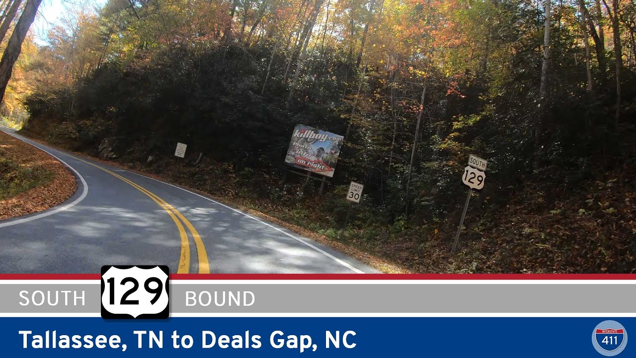 Drive America's Highways for 15 miles south along U.S. Route 129 from Tallassee to Deals Gap.