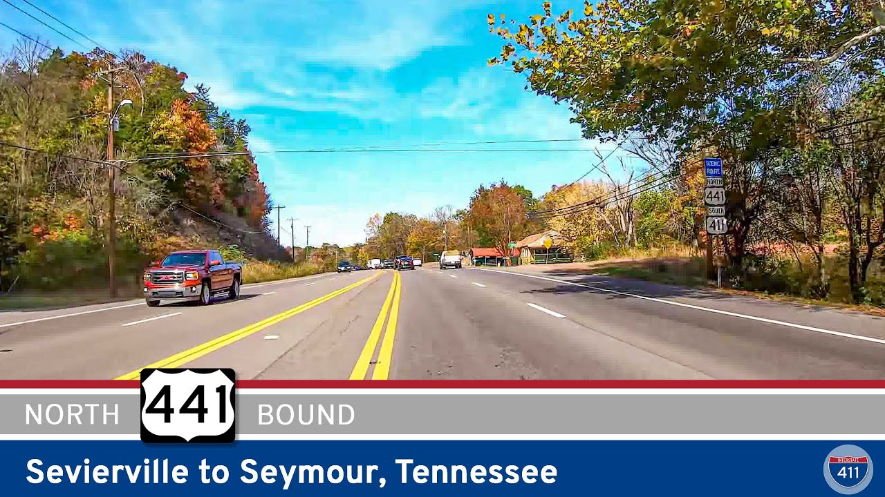 Drive America's Highways for 12 miles north along U.S. Route 441 from Sevierville to Seymour, Tennessee.