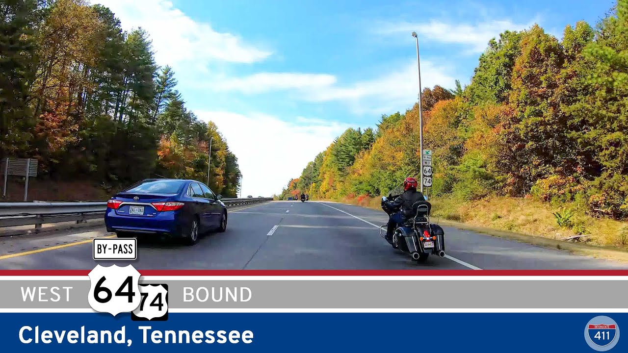 Drive America's Highways for 7 miles west along U.S. Route 74 in Cleveland, Tennessee