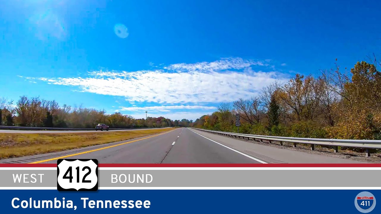 Drive America's Highways for 14 miles west along U.S. Route 412 in Columbia, Tennessee.