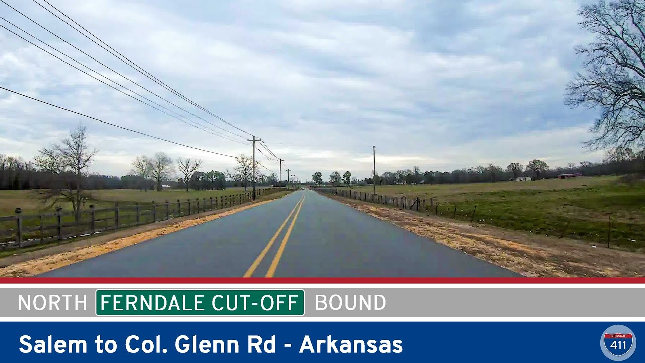 Drive America's Highways in Arkansas for 6 miles north along Ferndale Cut-Off from Congo to Ferndale at Col. Glenn Rd.