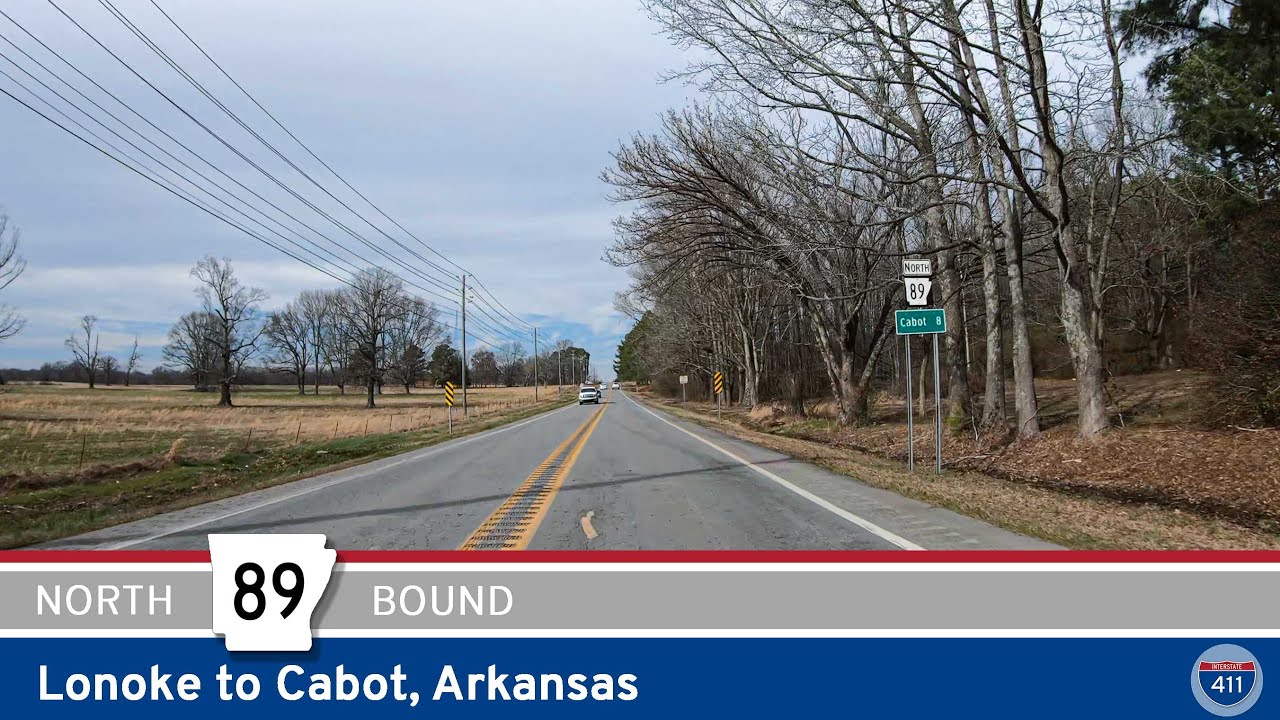 Drive America's Highways for 19 miles north along Arkansas Highway 89 from Lonoke to Cabot.