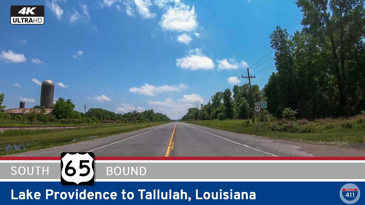 🚙 Drive America's Highways for 29 miles south along U.S. Highway 65 from Lake Providence to Tallulah, Louisiana.