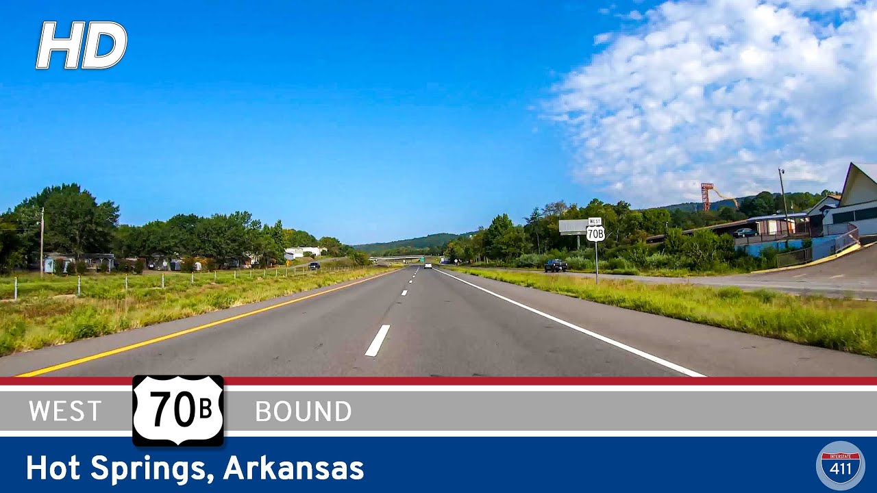 Drive America's Highways for 10 miles west along U.S. Highway 70B in Hot Springs, Arkansas