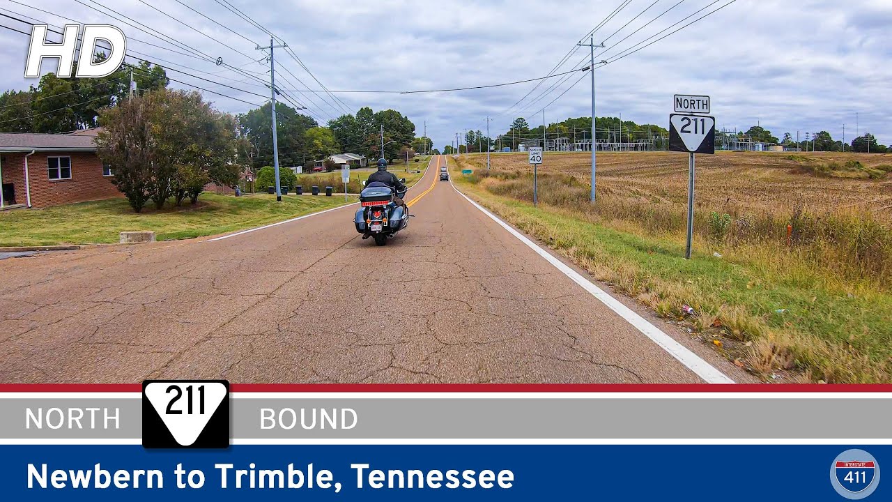 Drive America's Highways for 7 miles north along Tennessee Secondary Route 211 from Newbern to Trimble.