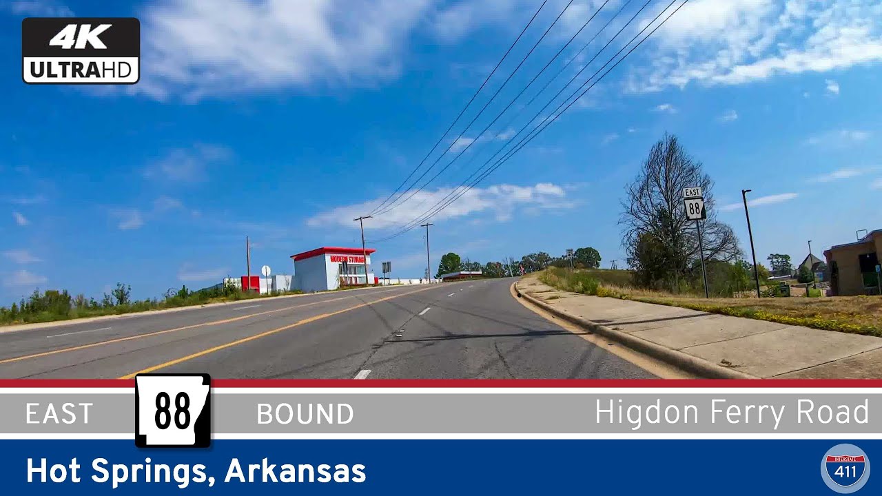 Drive America's Highways for 2 miles east along Arkansas Highway 88 - Higdon Ferry Rd - in Hot Springs.