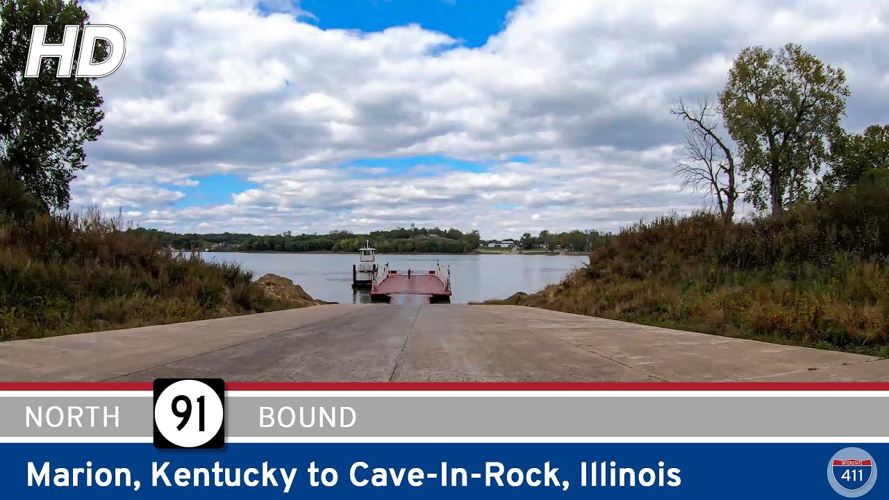 Drive America's Highways for 12 miles north along Kentucky Route 91 from Marion to Cave-In-Rock, Illinois.