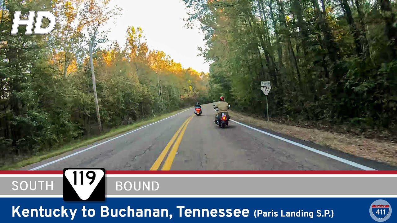 Drive America's Highways for 5 miles south along Tennessee Route 119 from Kentucky to Buchanan