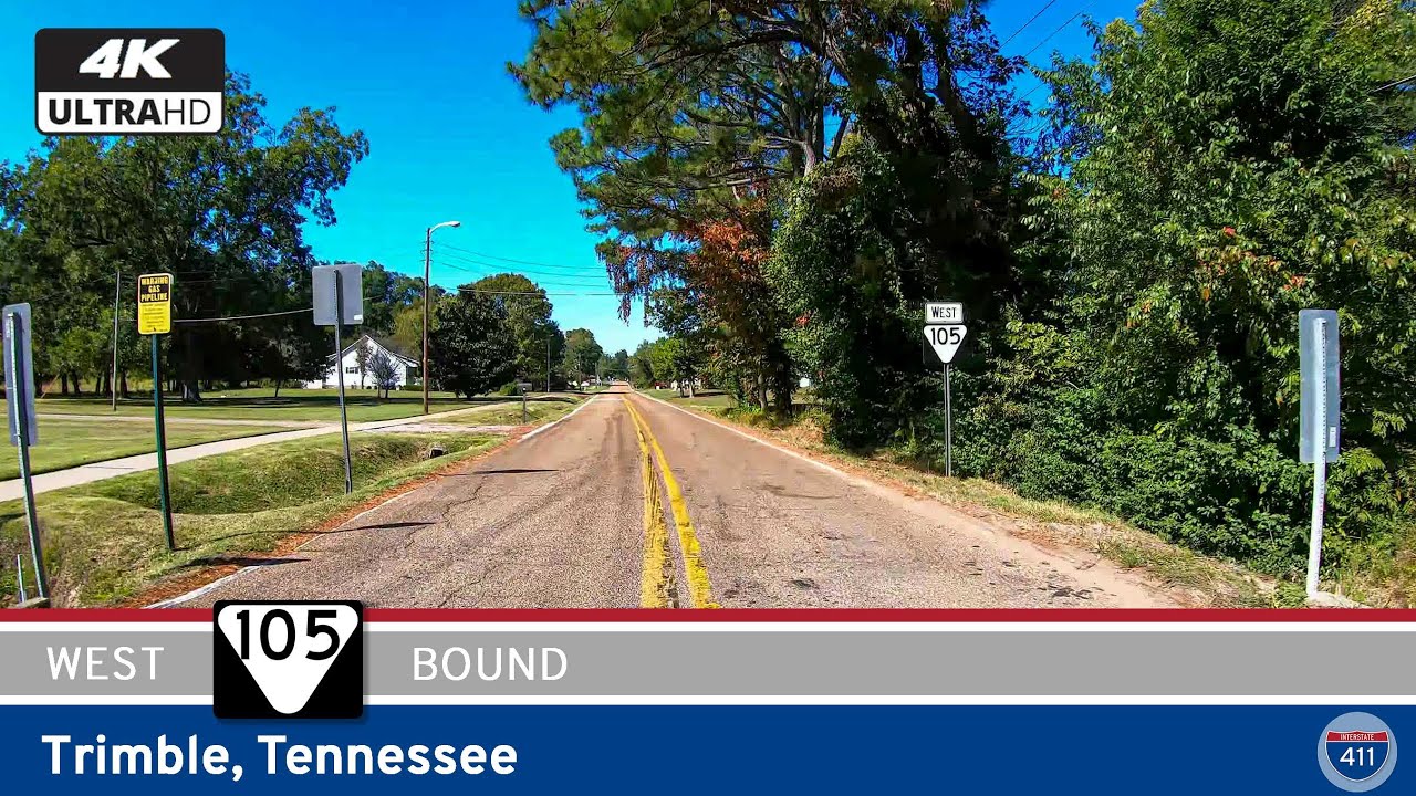 Drive America's Highways for 2 miles north along Tennessee Secondary Route 105 in Trimble.