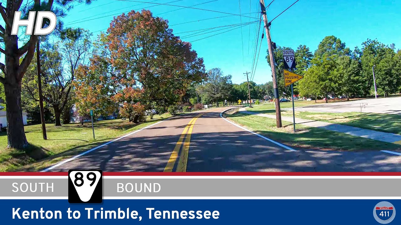 Drive America's Highways for 7 miles north along Tennessee Secondary Route 89 from Kenton to Trimble