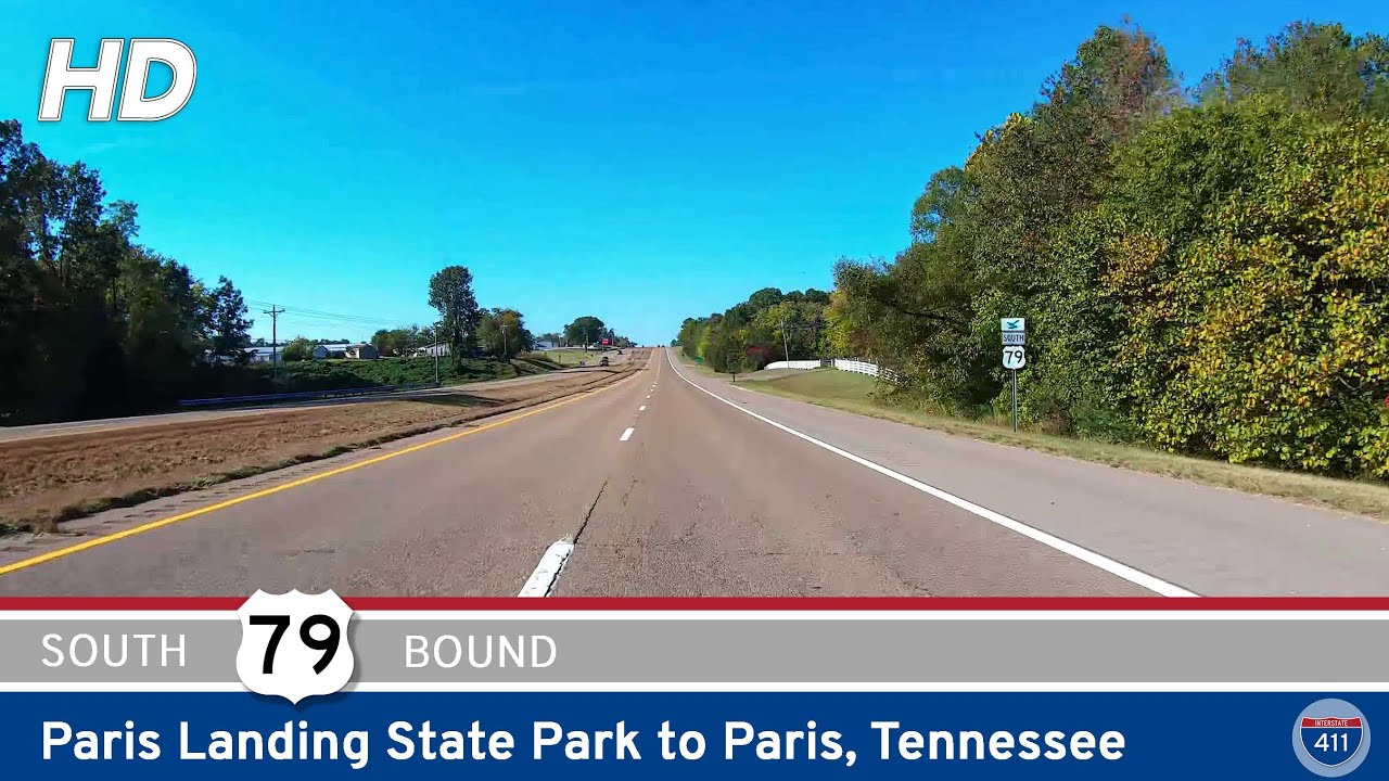 Drive America's Highways for 16 miles south along U.S. Highway 79 from Paris Landing State Park to Paris, Tennessee