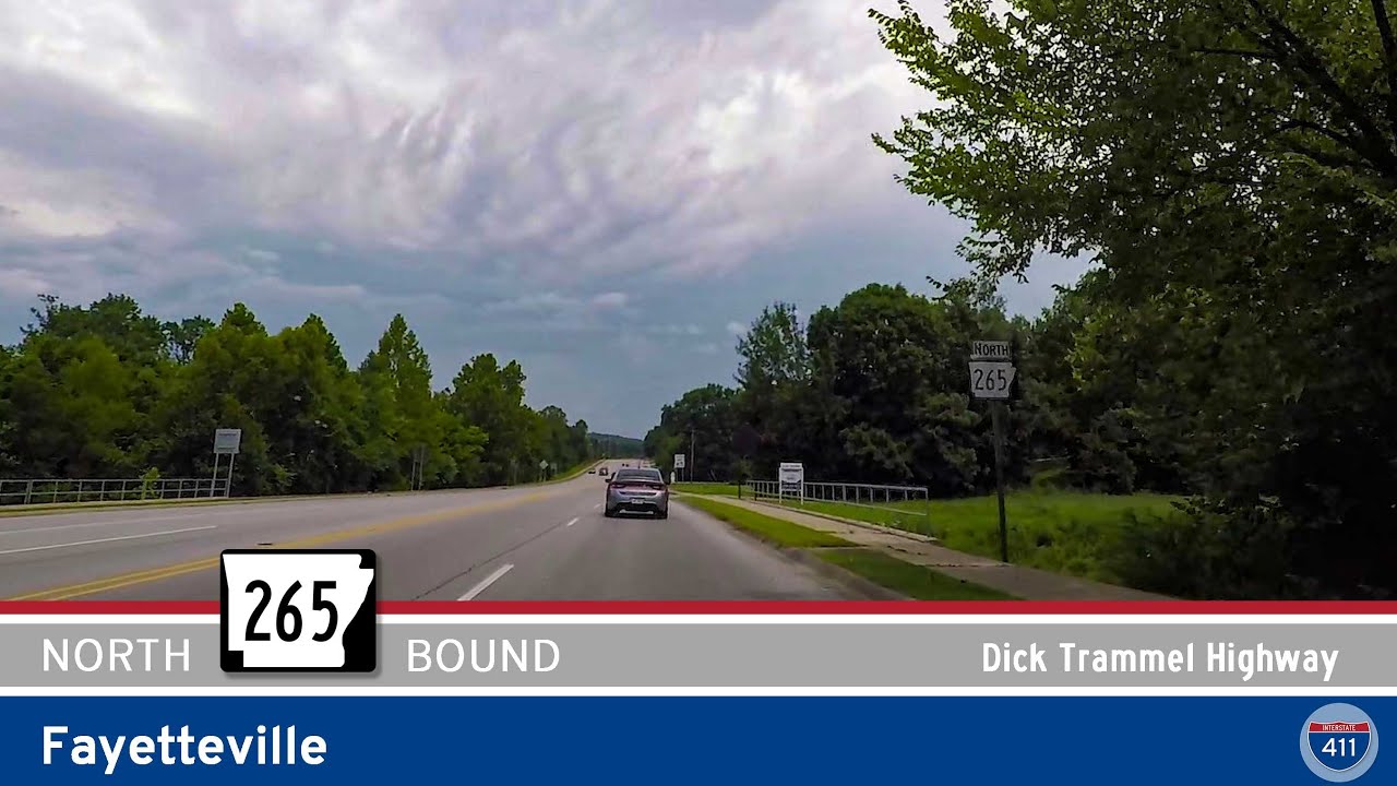 Drive America Highways for 5 miles north along Arkansas Highway 265 - Crossover Rd in Fayetteville, from Arkansas Highway 16 to Joyce Blvd.