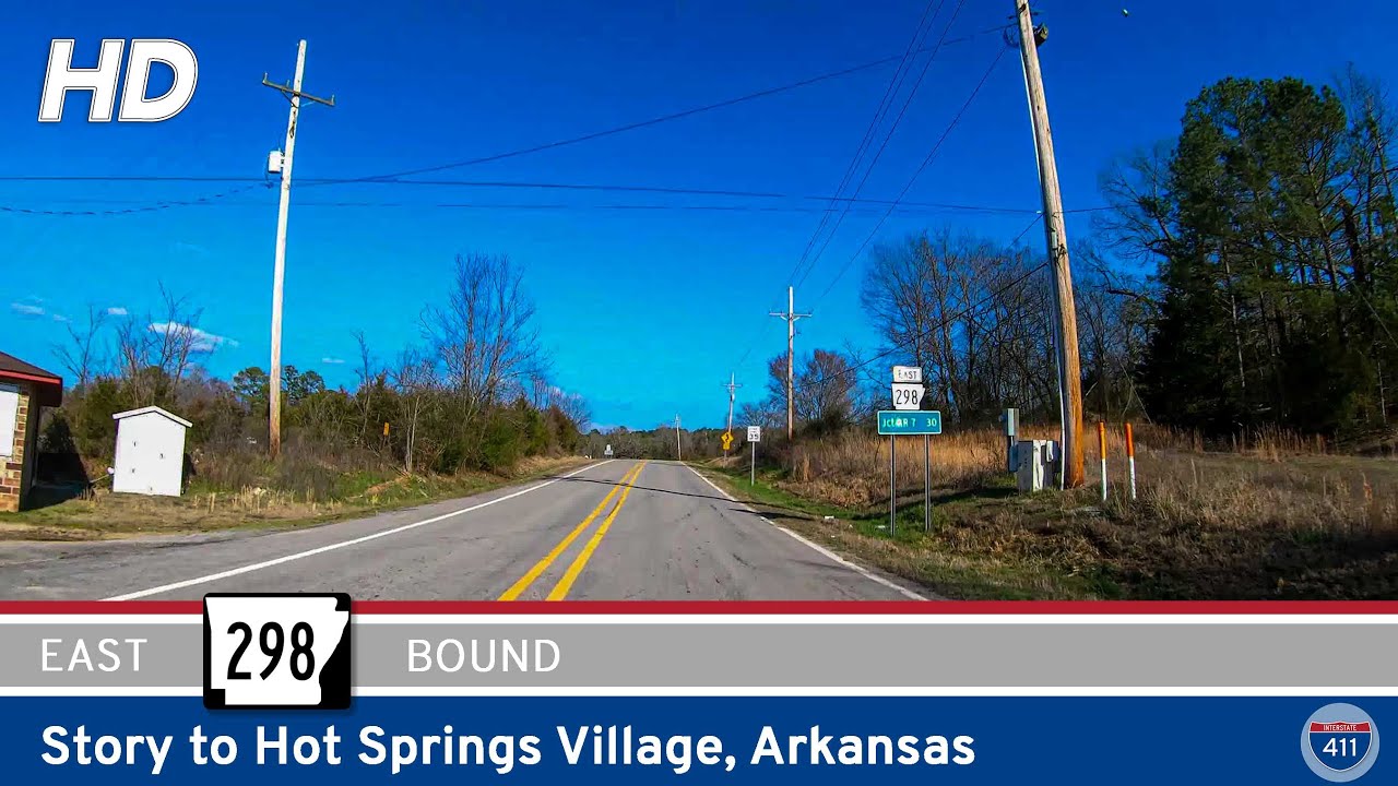 Drive America's Highways for 29 miles east along Arkansas Highway 298 from Story to Hot Springs Village.