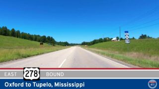 Drive America's Highways for 59 miles east along U.S. Highway 278 from Oxford to Tupelo, Mississippi.