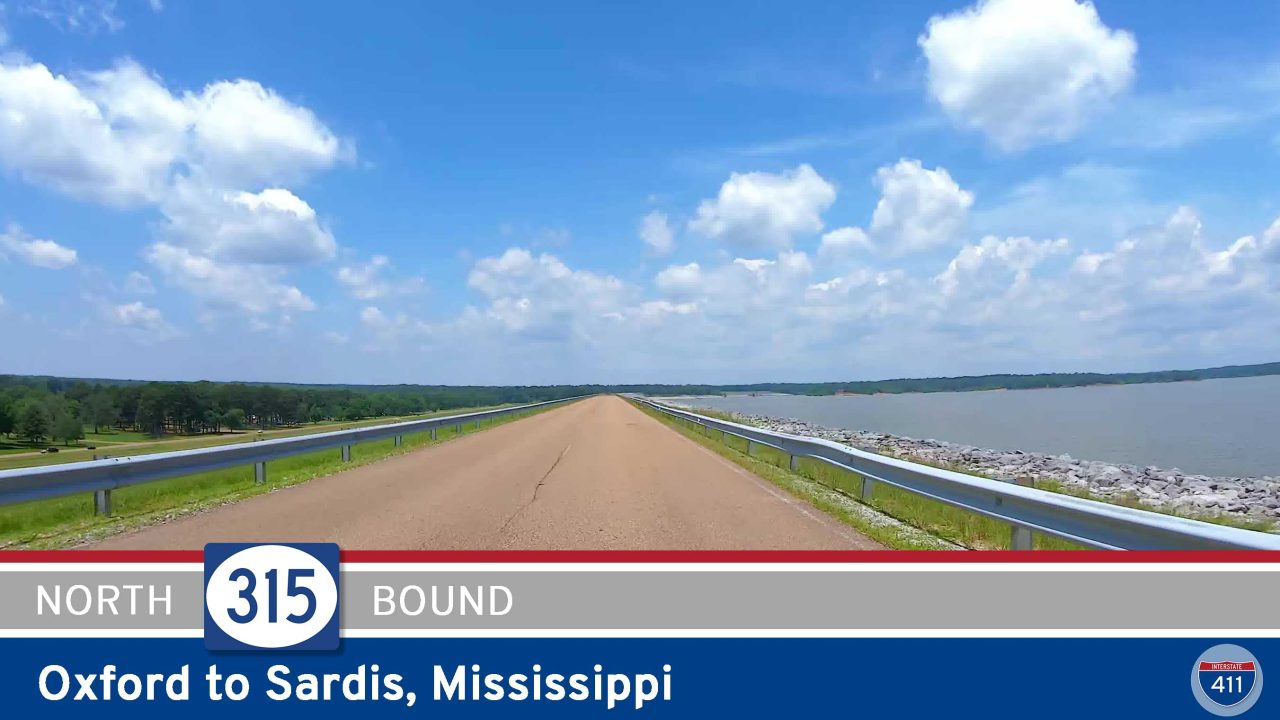 Drive America's Highways for 15 miles north along Mississippi Highway 315 from Oxford to Sardis