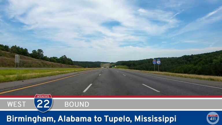 Drive America's Highways for 128 miles west along Interstate 22 from Birmingham to Tupelo.