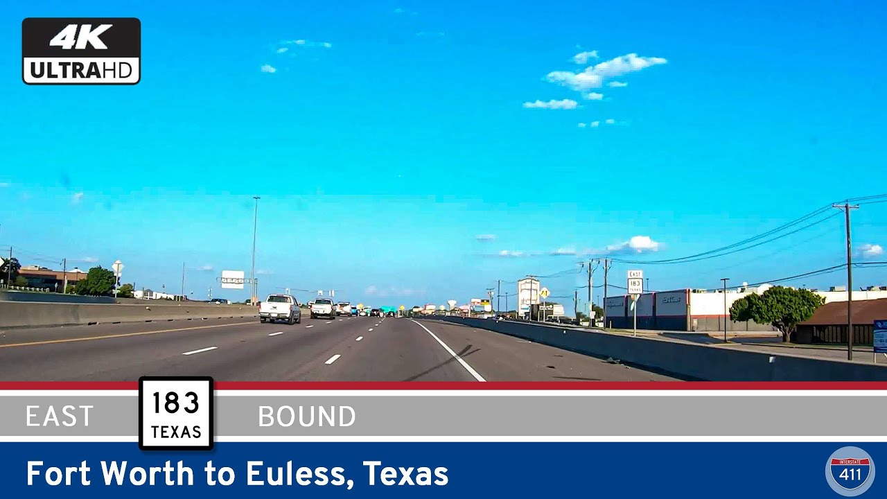 Drive America's Highways for 9 miles east along Texas Highway 183 from Ft. Worth to Euless (DFW Airport).