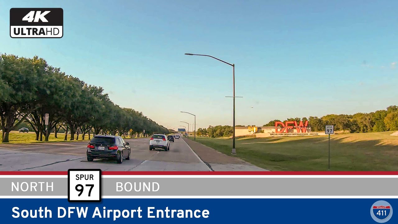 Drive America's Highways for 3 miles north along SH-97Spur -- DFW Airport South Entrance.