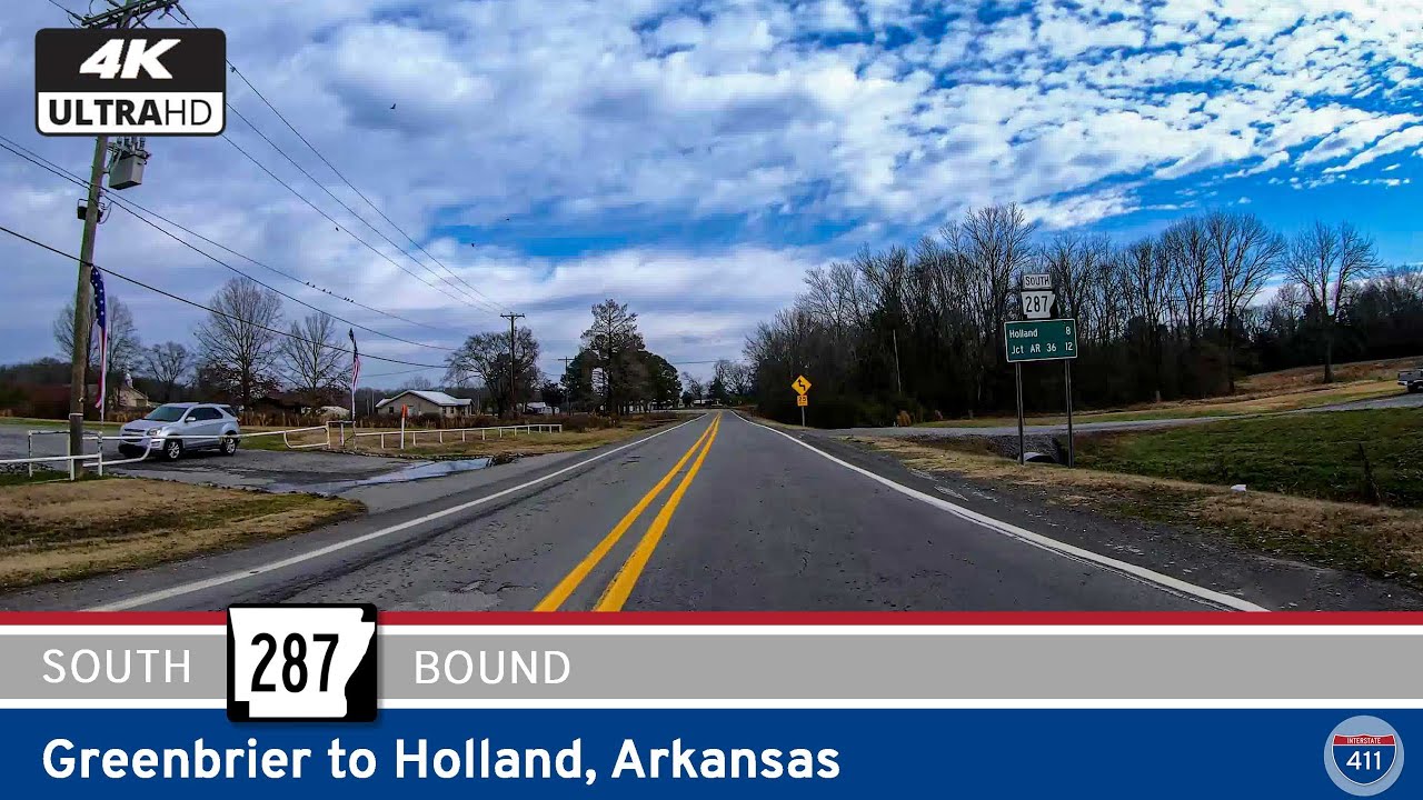 See America's Highways as we ride 12 miles south along Arkansas Highway 287 from Greenbrier to Holland