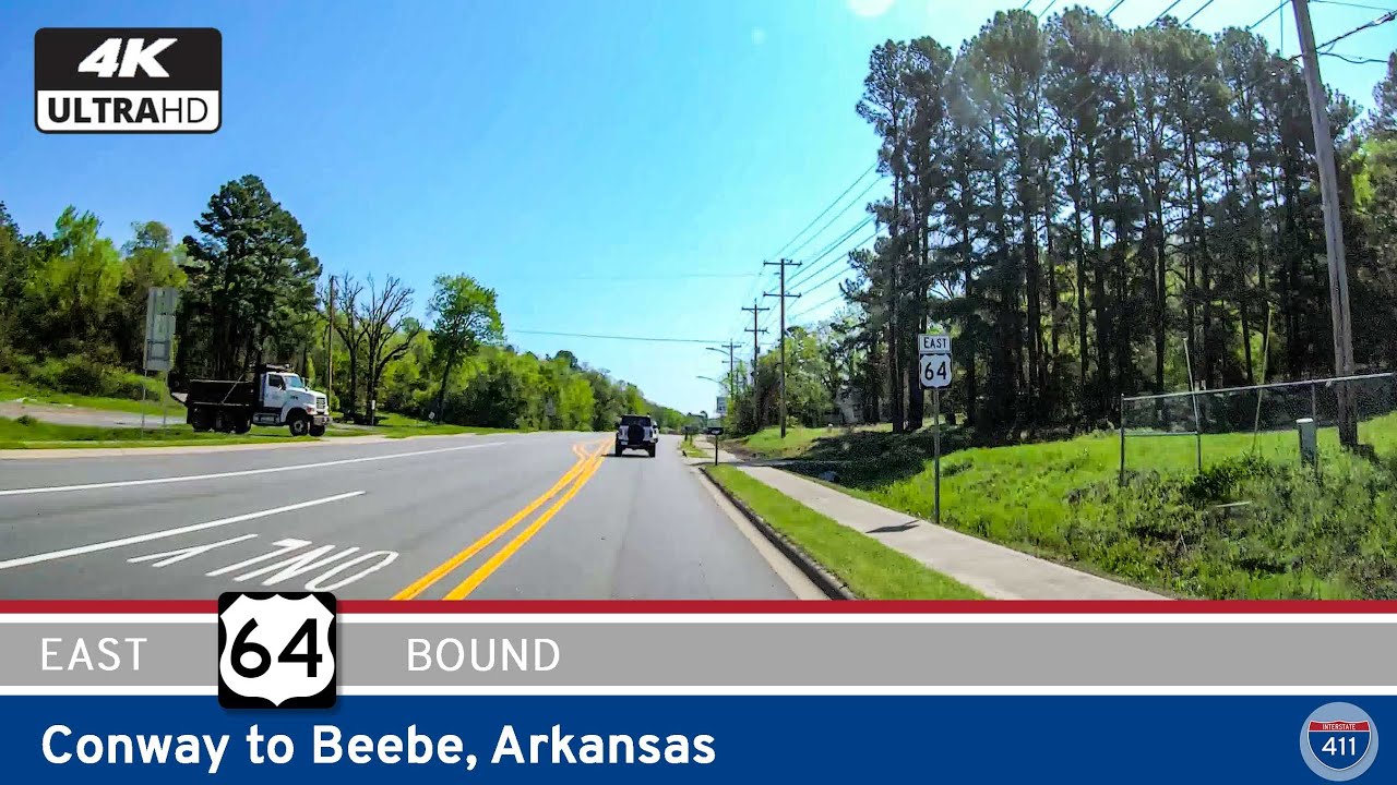 Watch as we Drive America's Highways for 37 miles east along U.S. Highway 64 from Conway to Beebe, Arkansas.